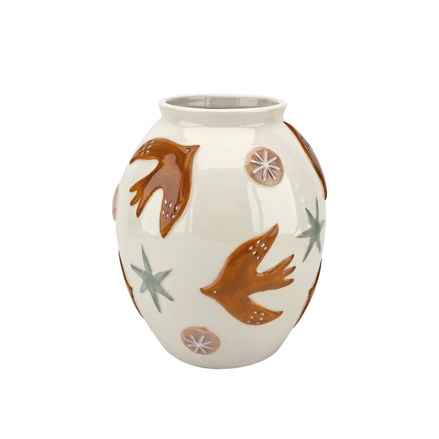 Poésie Vase Large with Brown Birds - Precious Sparkle