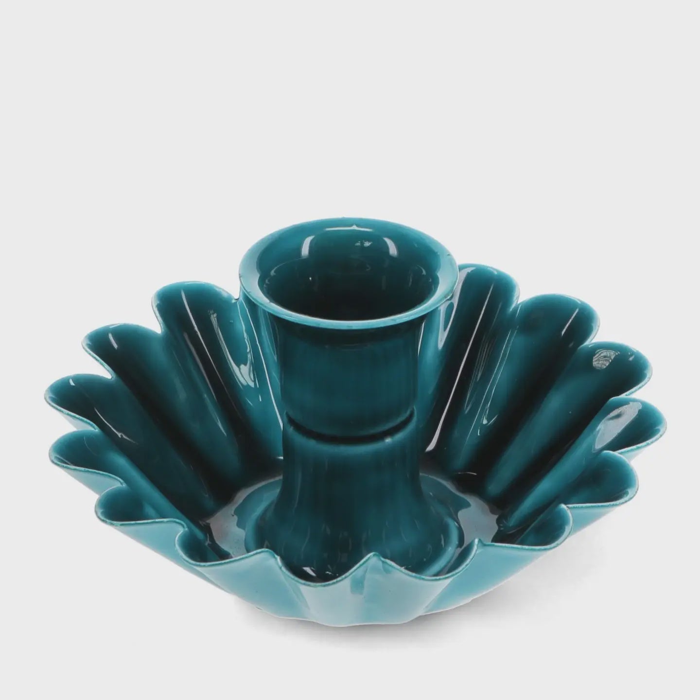 Enamel Cupped Flower Candle Holder Blue - Precious Sparkle