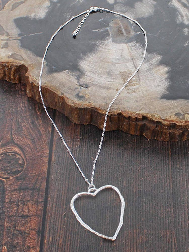 Suzie Blue Large Open Heart Necklace