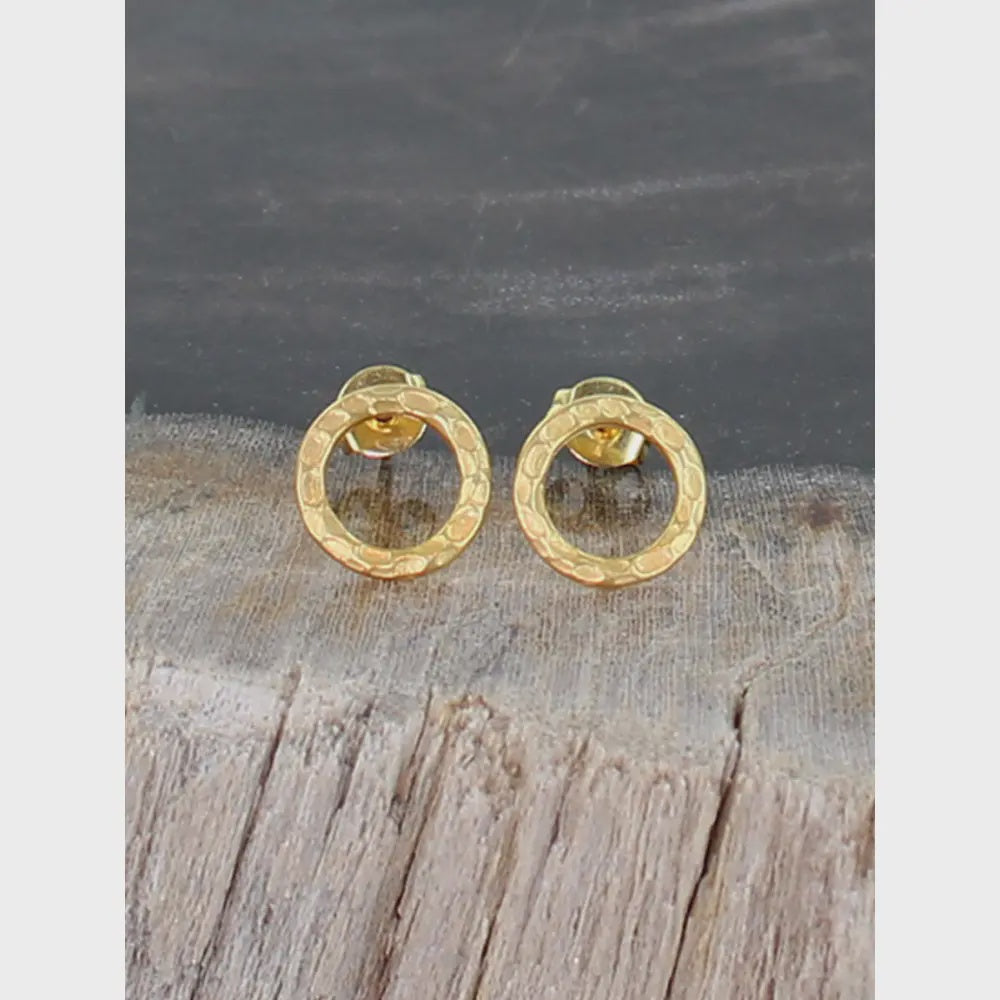 Suzie Blue Gold Ring Stud Earrings