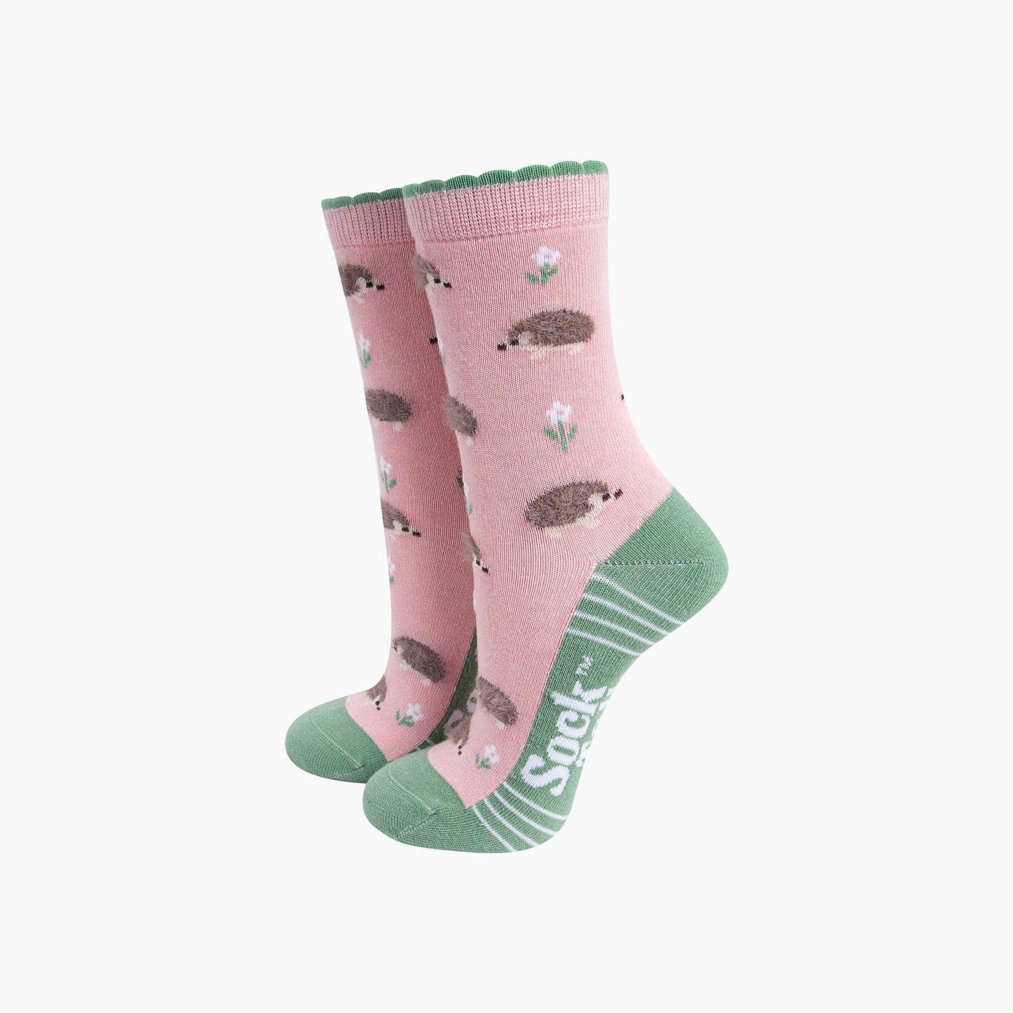 Hedgehog Floral Fluffy Bamboo Socks in Pink