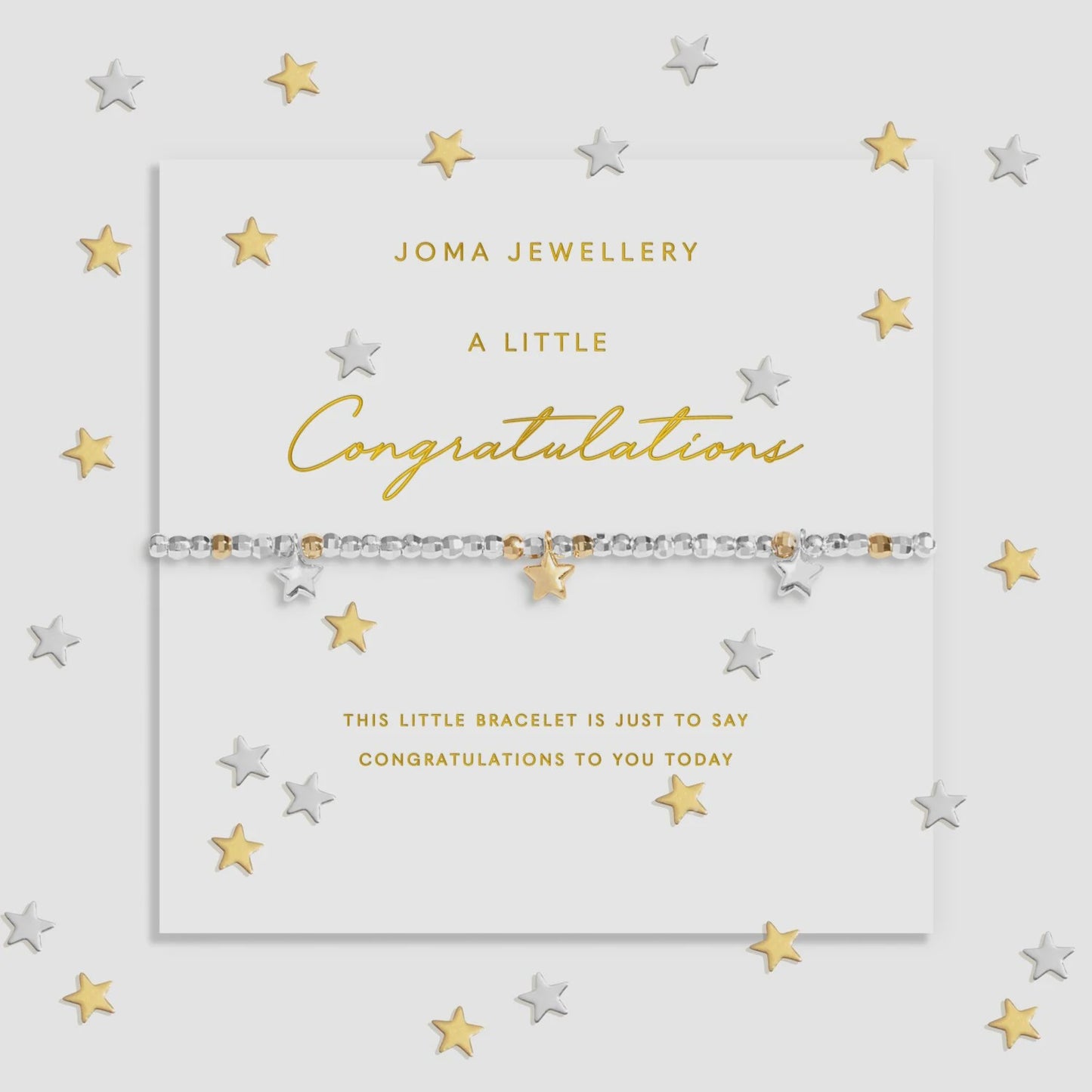 Joma Jewellery Sparkle Confetti A Little 'Congratulations' Bracelet in Silver and Gold Plating - Precious Sparkle