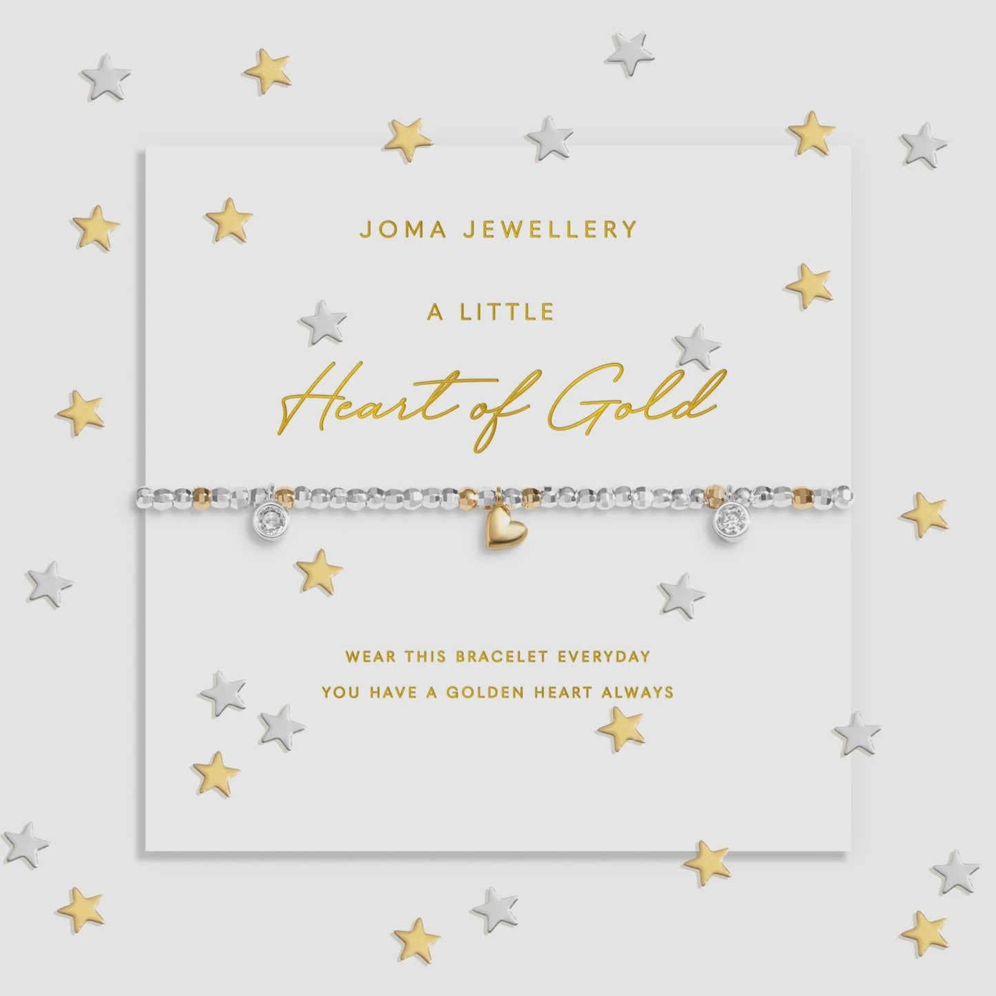 Joma Jewellery Sparkle Confetti A Little 'Heart Of Gold' Bracelet in Silver and Gold Plating - Precious Sparkle