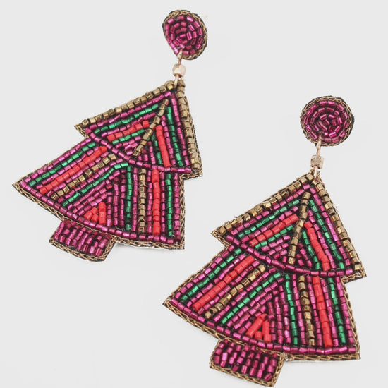 My Doris Multi Stripe Christmas Tree Earrings - Precious Sparkle