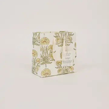 Paper Mirchi Hand Block Printed Gift Bag Small Buttercream - Precious Sparkle