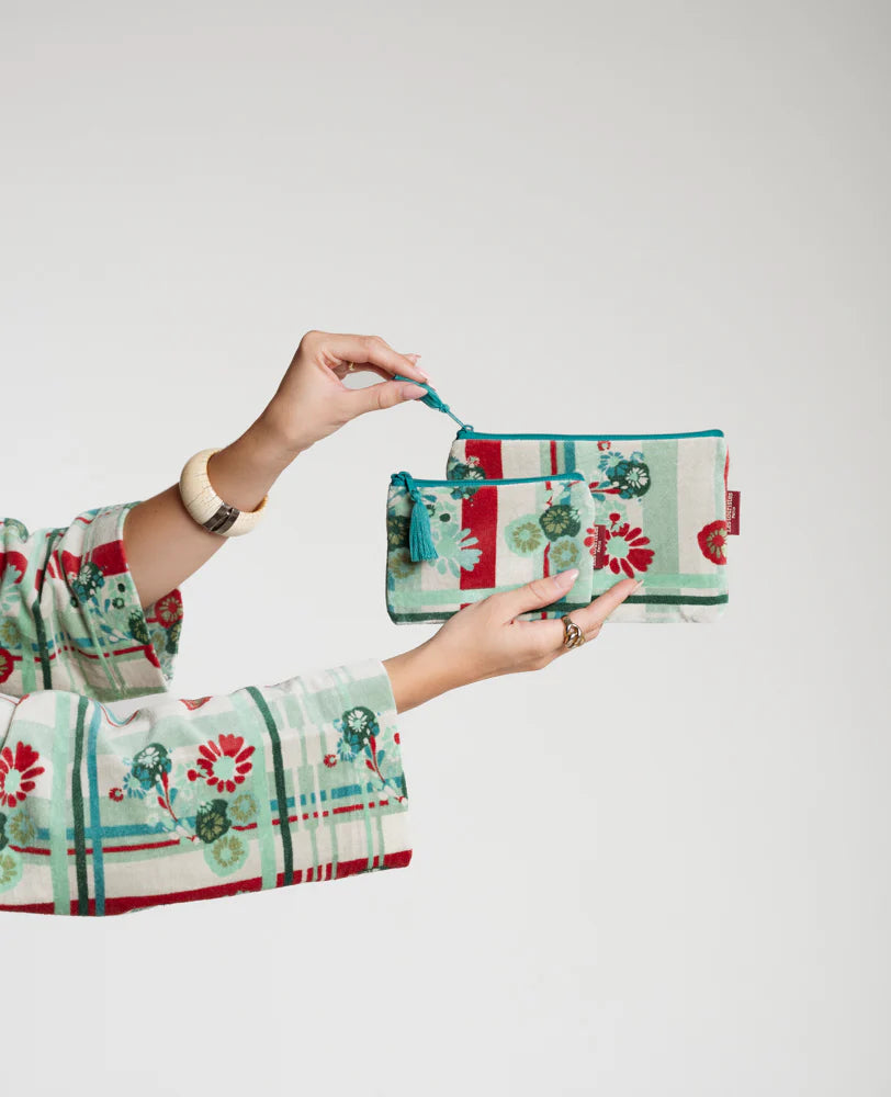 Les Touristes Medium Pouch Velvet Dundee Sauge - Precious Sparkle