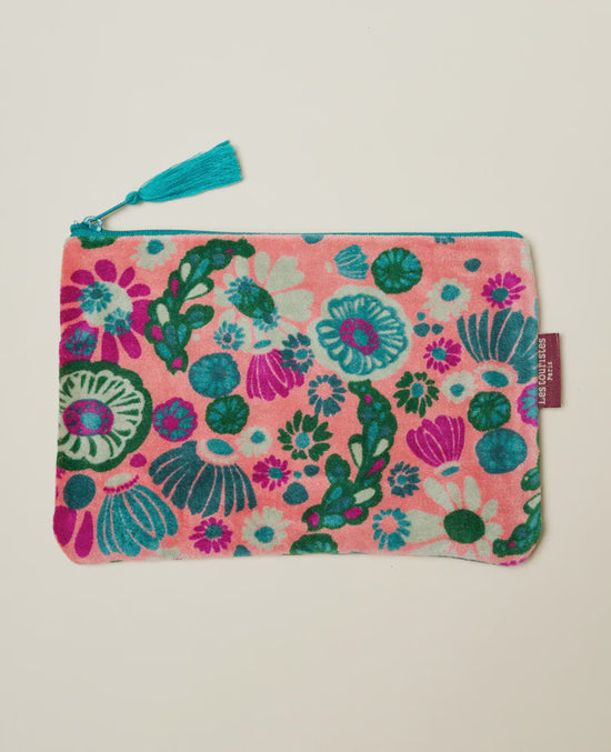 Les Touristes Medium Pouch Velvet Molly Coral - Precious Sparkle