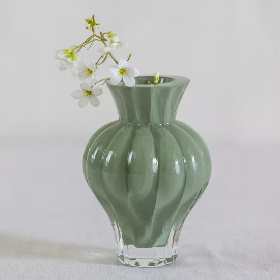Green Ribbed Bud Vase - Precious Sparkle