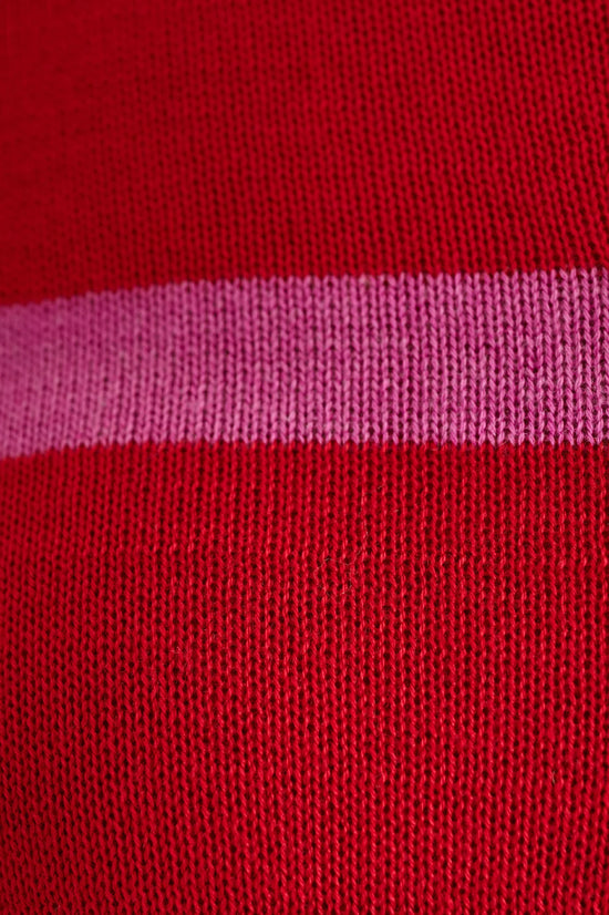 Louche Bly Bow Intarsia Striped Jumper Red - Precious Sparkle