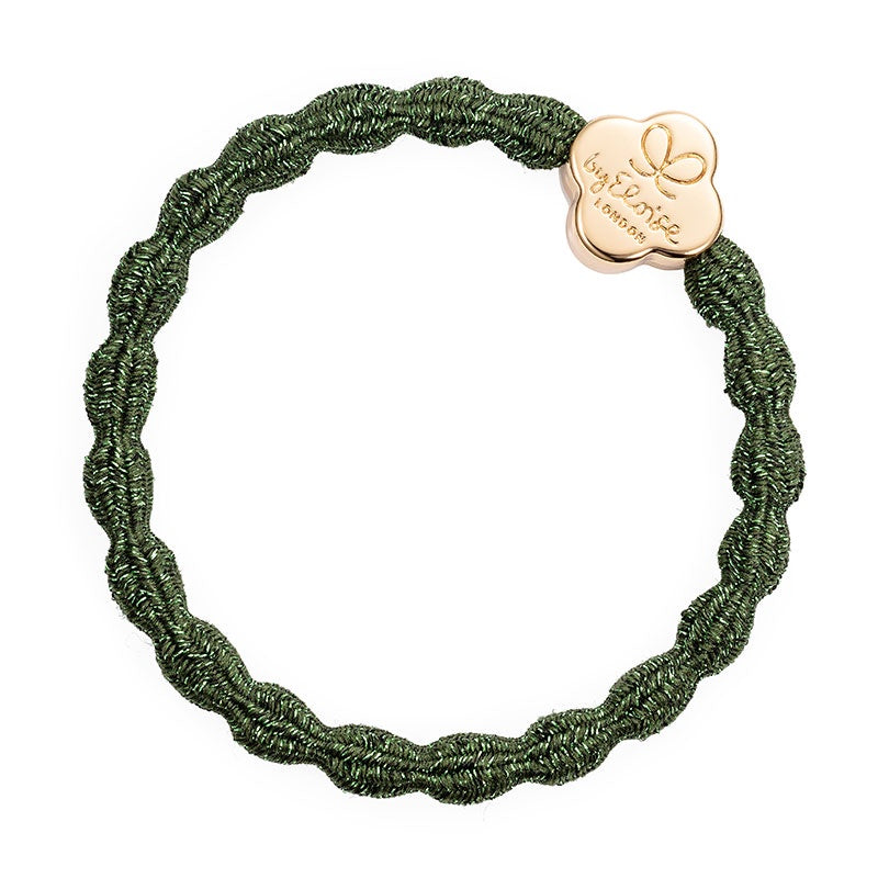 By Eloise Bangle Band Metallic Gold Quatrefoil Chive Green - Precious Sparkle