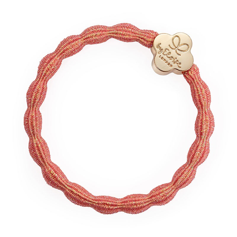 By Eloise Bangle Band Gold Quatrefoil Metallic Coral Pink - Precious Sparkle