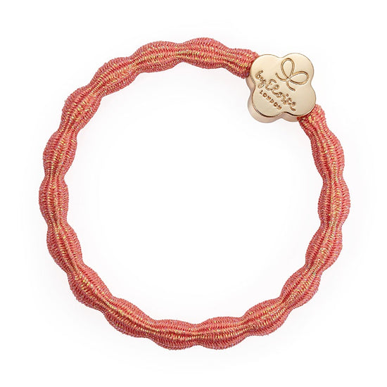 By Eloise Bangle Band Gold Quatrefoil Metallic Coral Pink - Precious Sparkle