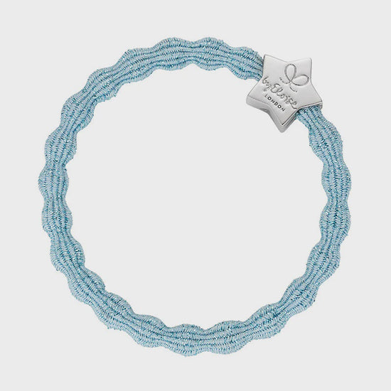 By Eloise Bangle Band | Silver Heart Metallic Light Blue