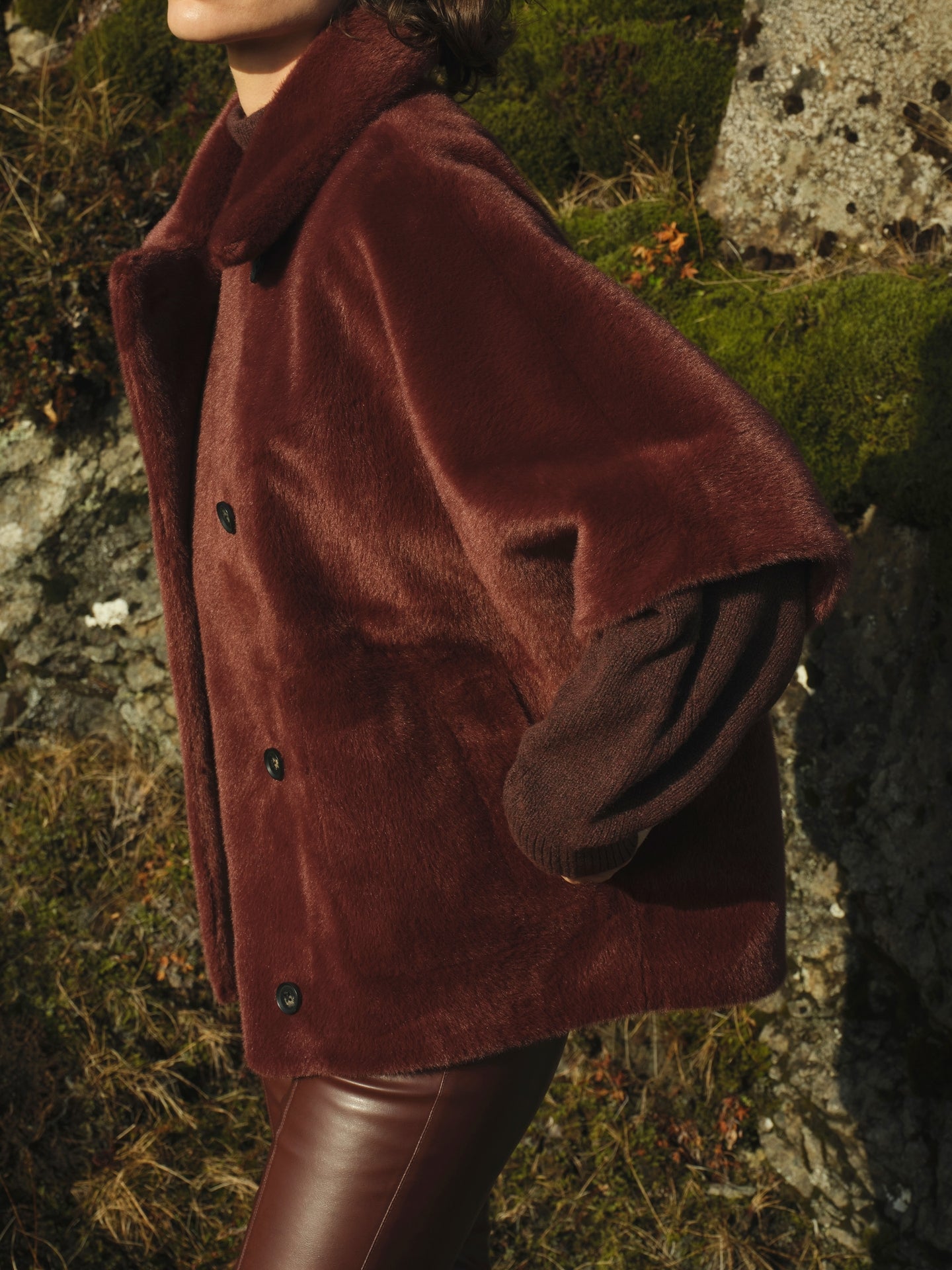 Yaya Oversized Reversible Faux Fur Jacket - Precious Sparkle