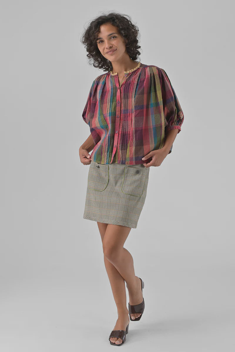 Orfeo Top Mara Multi Check & Sequins