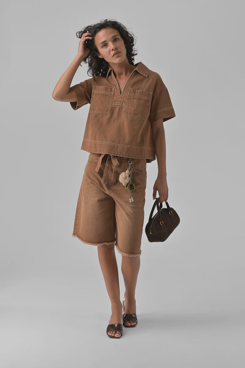 Orfeo Lyne Brown Denim Blouse