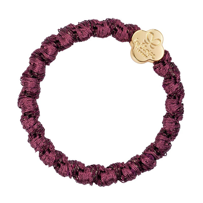 By Eloise Bangle Band Gold Quatrefoil Woven Plum