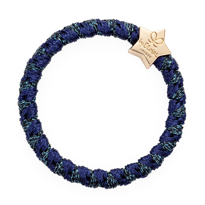 By Eloise Bangle Band Gold Star | Woven Navy Shimmer - Precious Sparkle