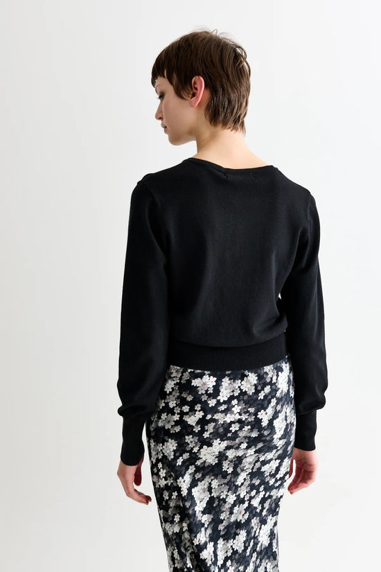 Louche Ives Bow Trimmed Cardigan Black - Precious Sparkle