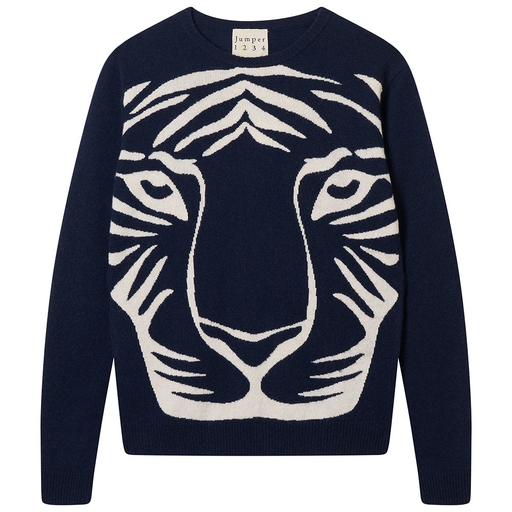 Jumper1234 Cashmere Wool Tiger Crew Navy Angel - Precious Sparkle