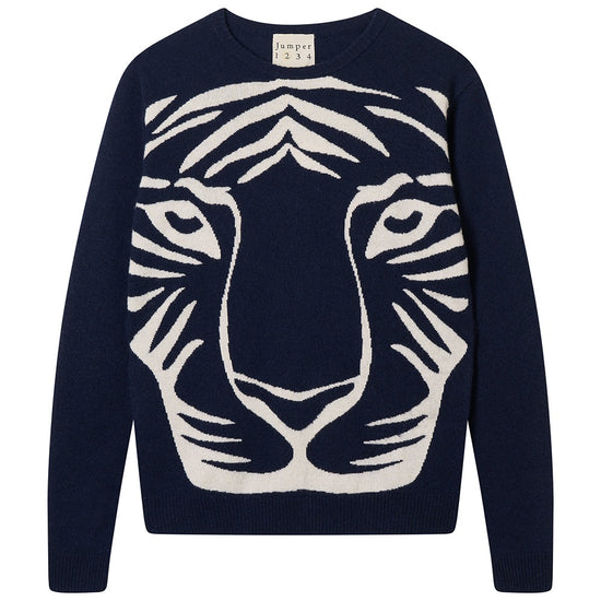 Jumper1234 Cashmere Wool Tiger Crew Navy Angel - Precious Sparkle