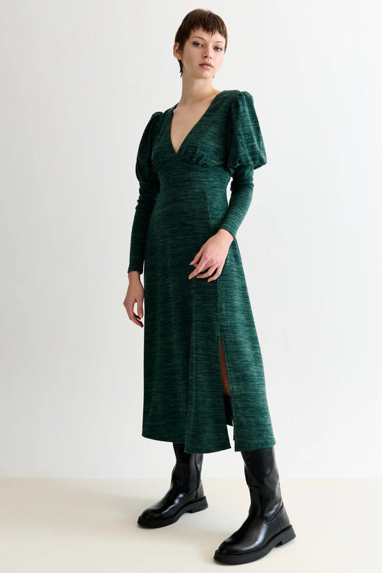 Louche Moa Marl Puff Midi Dress Green - Precious Sparkle