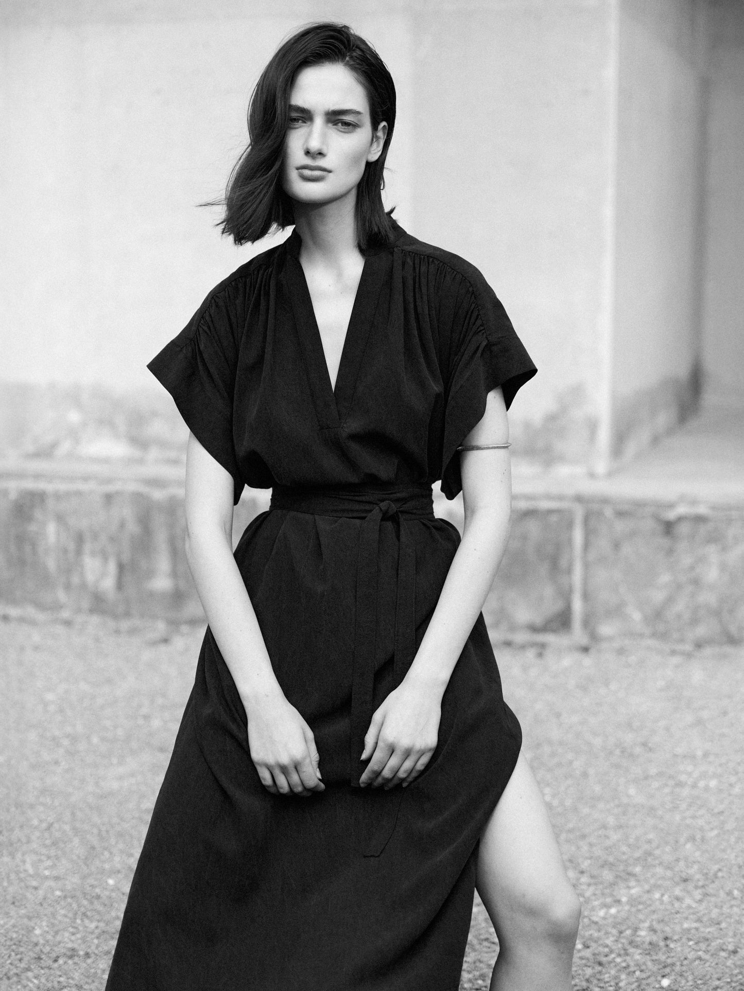 Milla Wrap Dress Charcoal