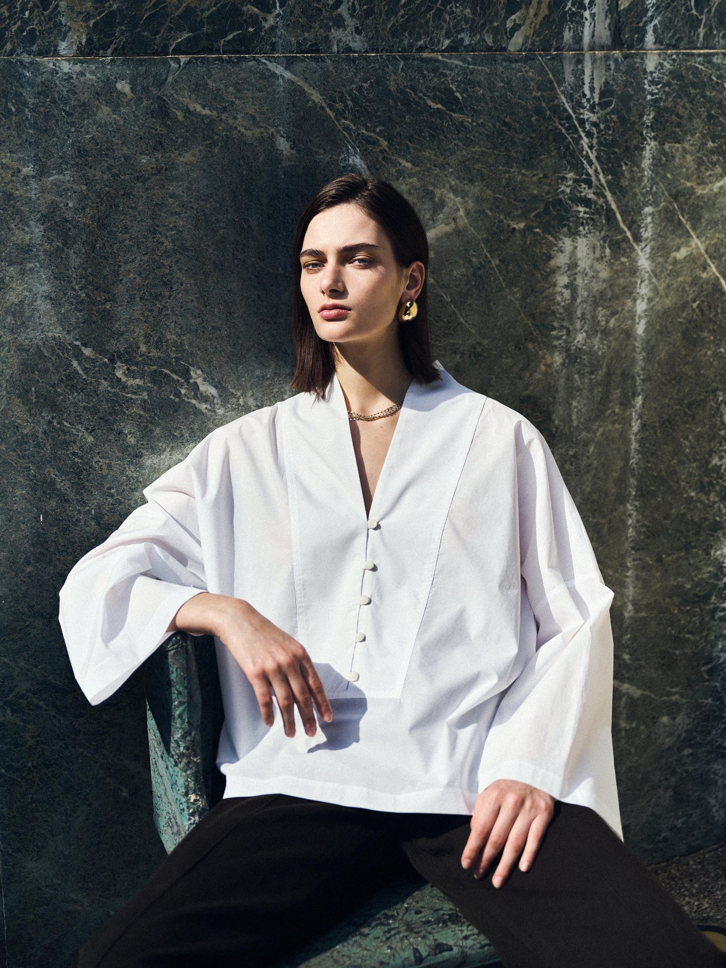 Milla White Blouse with Buttons