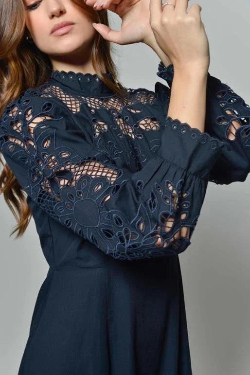 Hartwell Patricia Navy Embroidered Dress - Precious Sparkle