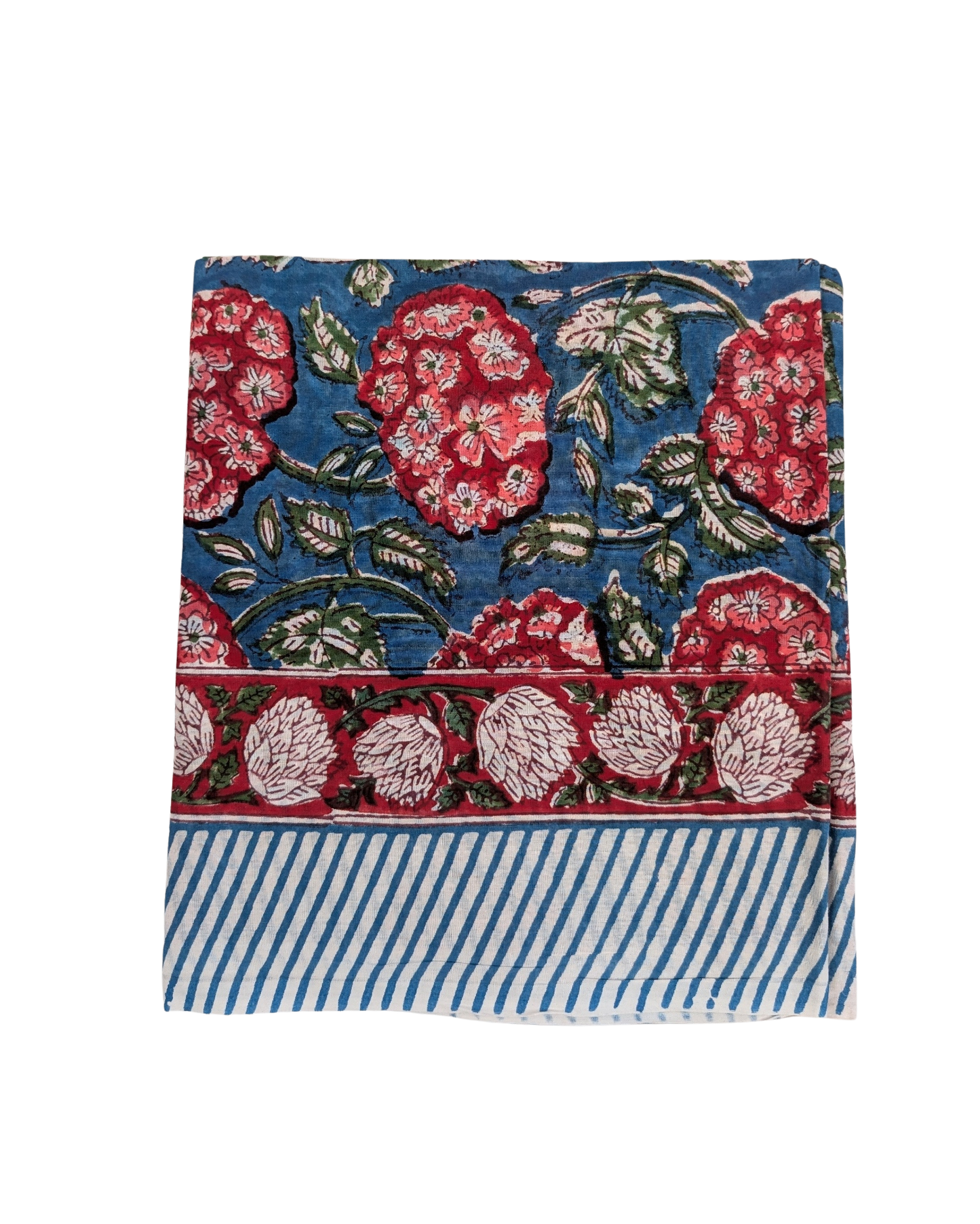 Red/Blue Rhododendron Block Print Cotton Sarong Scarf - Precious Sparkle