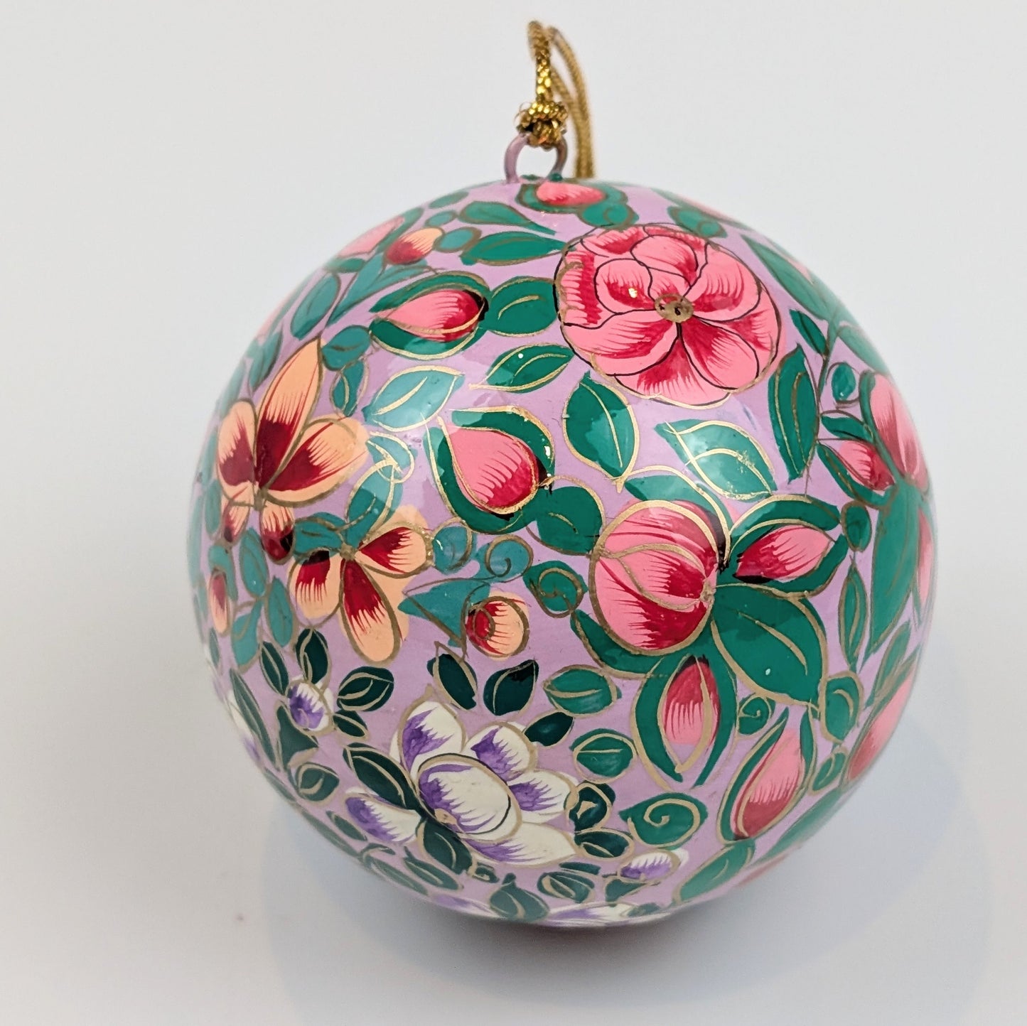 Fairtrade Papier Mache Hand Painted Christmas Bauble Lilac - Precious Sparkle