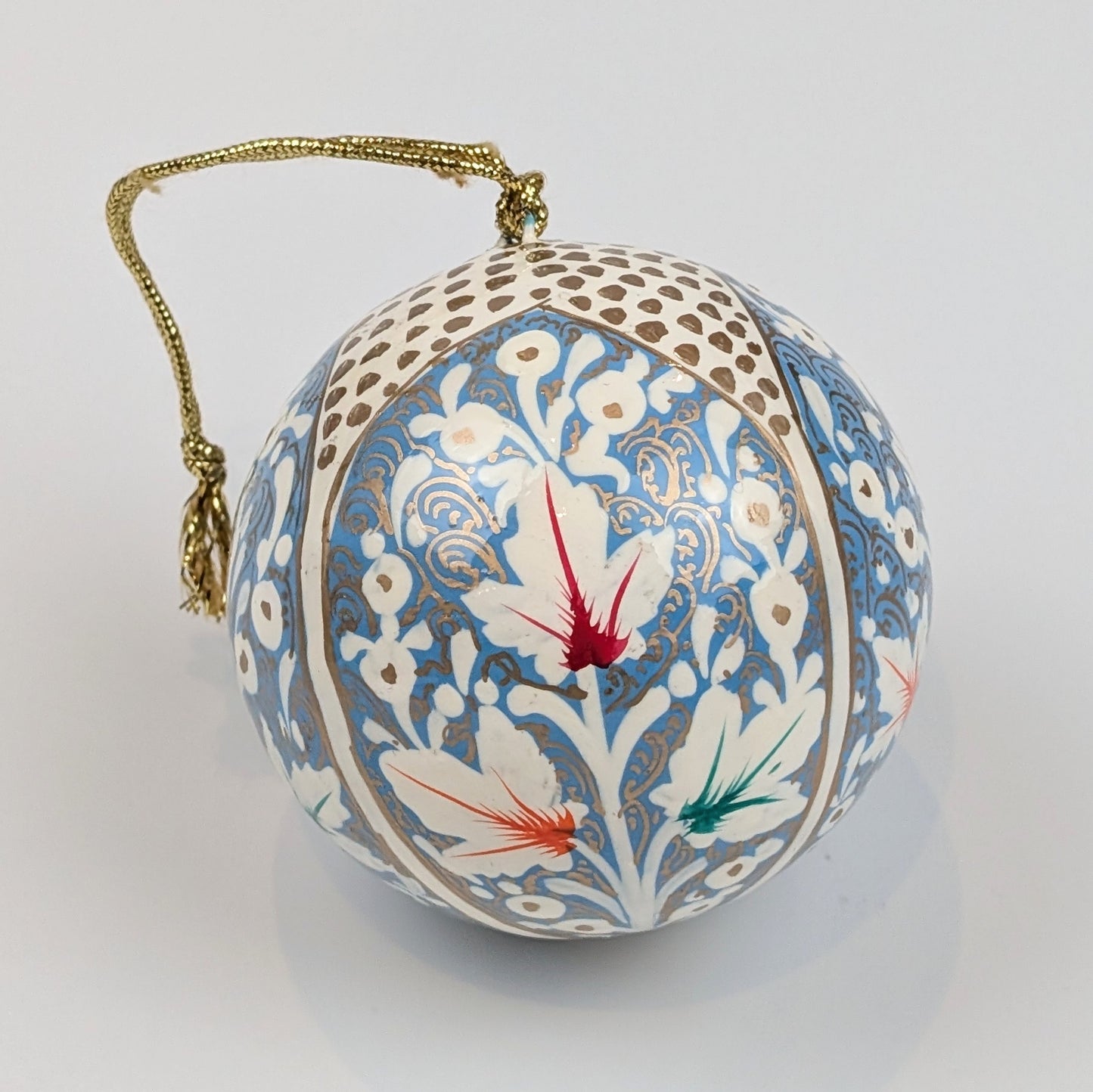 Fairtrade Papier Mache Hand Painted Christmas Bauble Lt Blue - Precious Sparkle