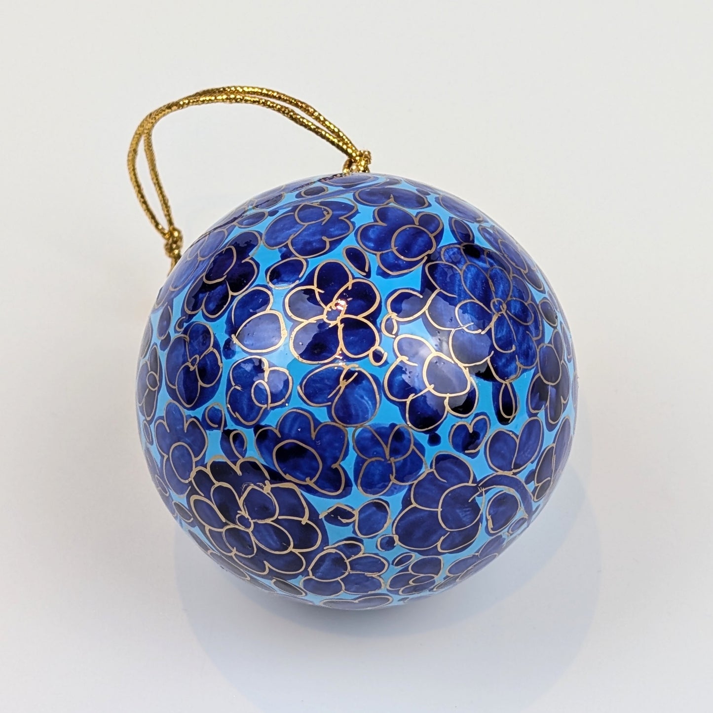 Fairtrade Papier Mache Hand Painted Christmas Bauble Dk Blue - Precious Sparkle