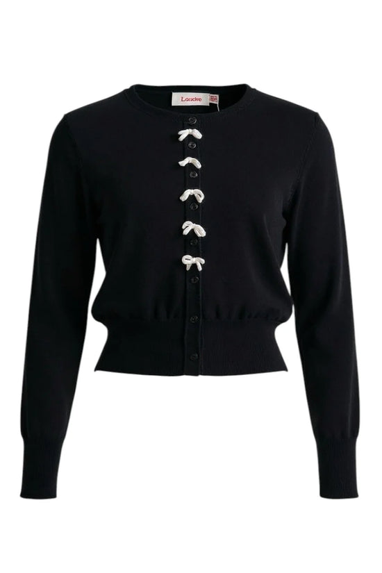 Louche Ives Bow Trimmed Cardigan Black - Precious Sparkle