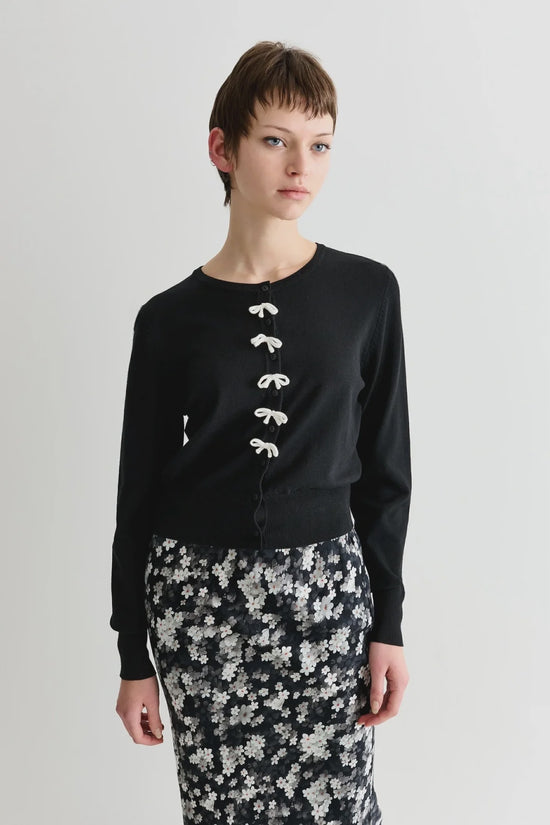 Louche Ives Bow Trimmed Cardigan Black - Precious Sparkle