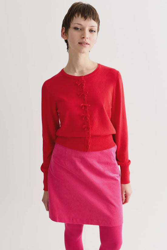 Louche Ives Bow Trimmed Cardigan Red - Precious Sparkle