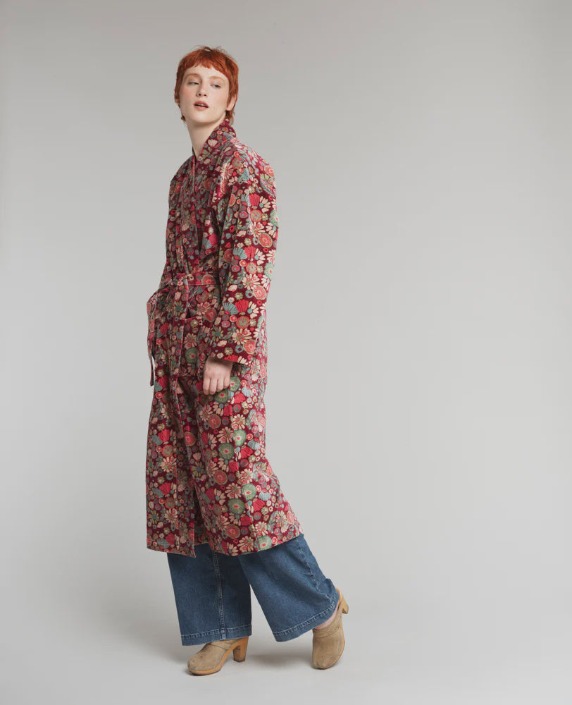 Les Touristes Velvet Kimono Dressing Gown Molly Burgundy - Precious Sparkle