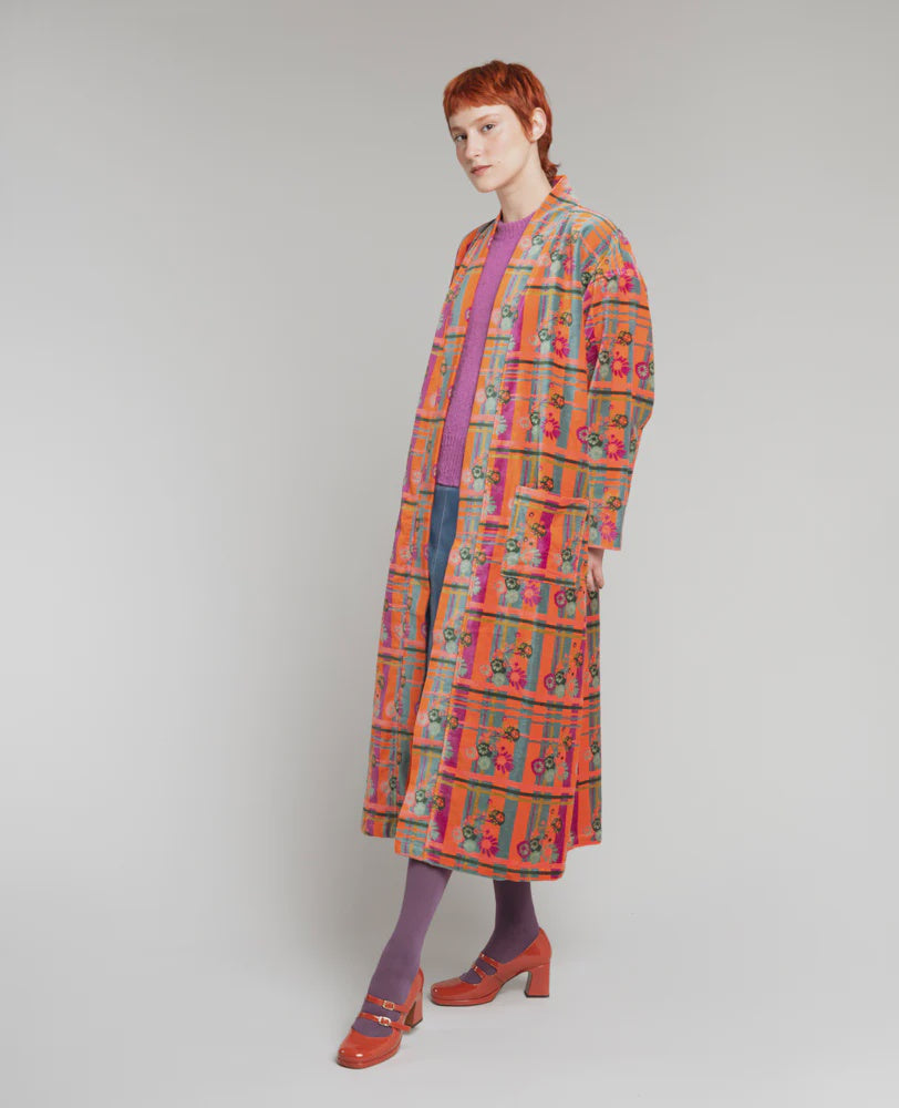 Les Touristes Velvet Kimono Dressing Gown Dundee Orange - Precious Sparkle