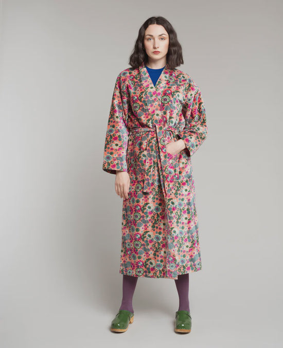 Les Touristes Velvet Kimono Dressing Gown Molly Coral - Precious Sparkle