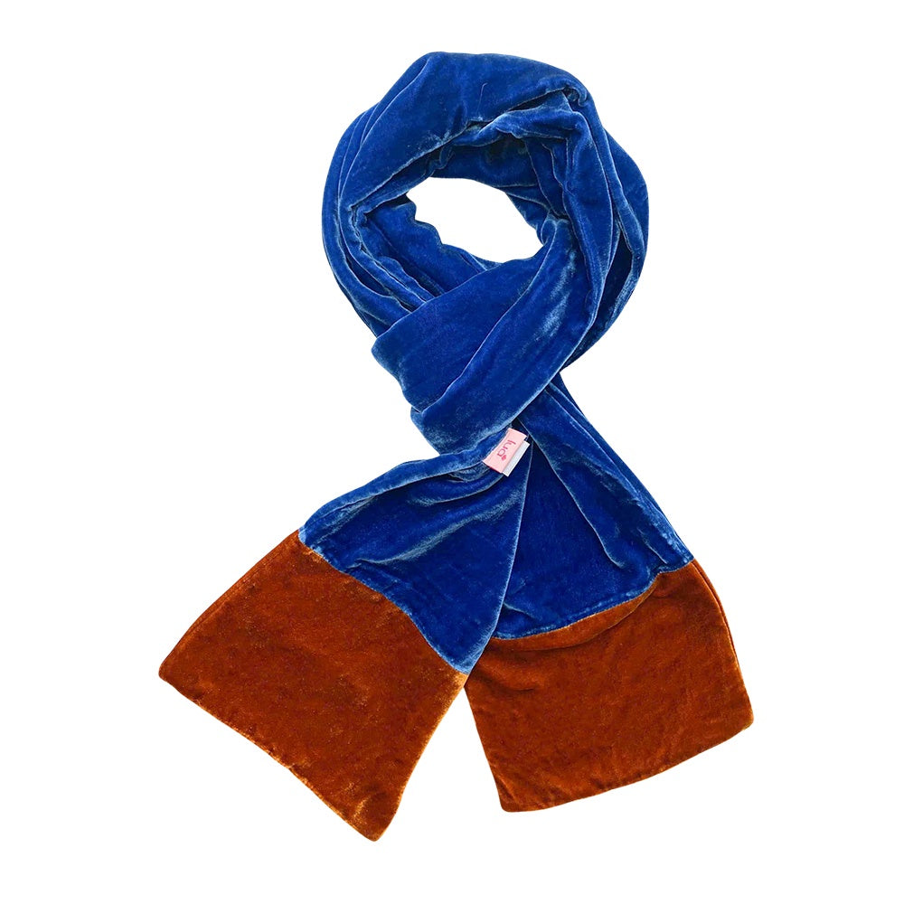 Lua Velvet Contrast End Scarf Cerulean Blue - Precious Sparkle