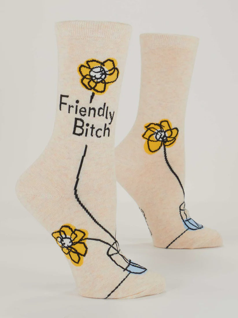 Blue Q Friendly Bitch Women's Crew Socks - Precious Sparkle