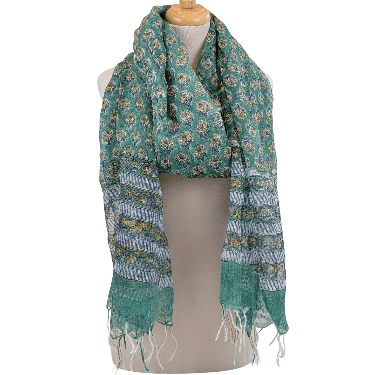 Twinflower Green Oversized Cotton/Silk Scarf - Precious Sparkle