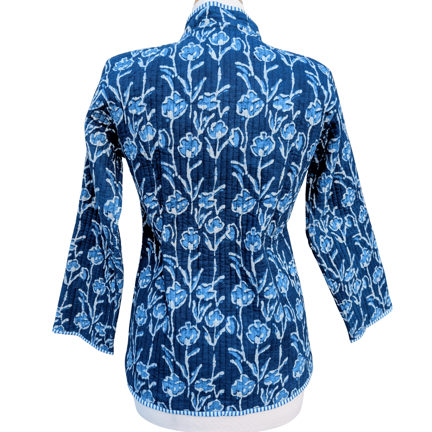 Twinflower Indigo Quilted Block Print Reversible Jacket - Precious Sparkle