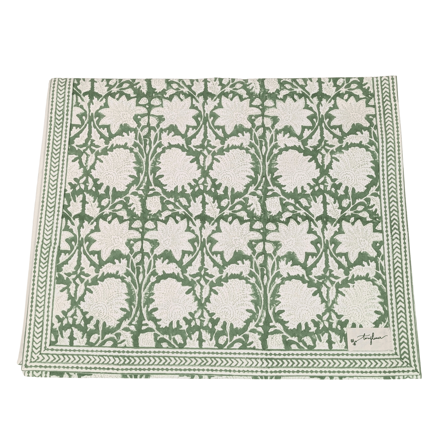 Emerald Green Block Printed Table Runner 45x150cm - Precious Sparkle