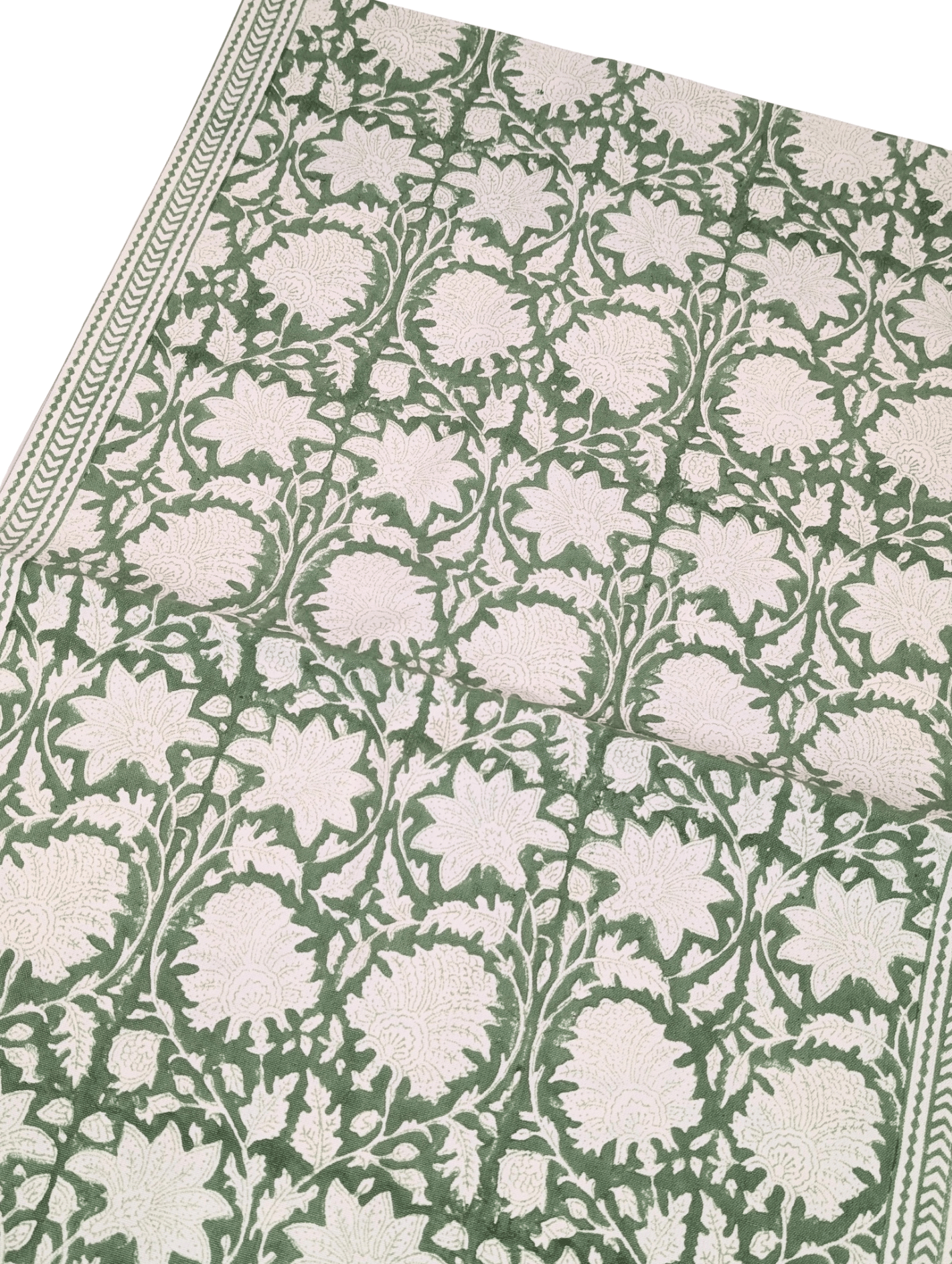 Emerald Green Block Printed Table Runner 45x150cm - Precious Sparkle