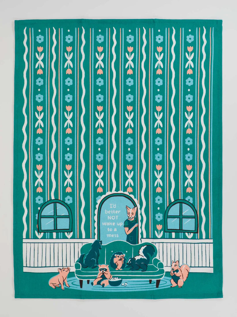 Blue Q I'd Better Not Wake Up To A Mess Dish Towel - Precious Sparkle