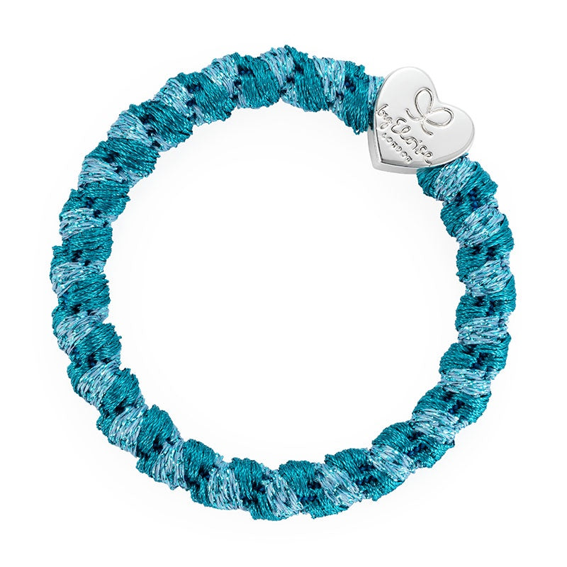 By Eloise Bangle Band Silver Heart | Woven Mosaic Blue - Precious Sparkle