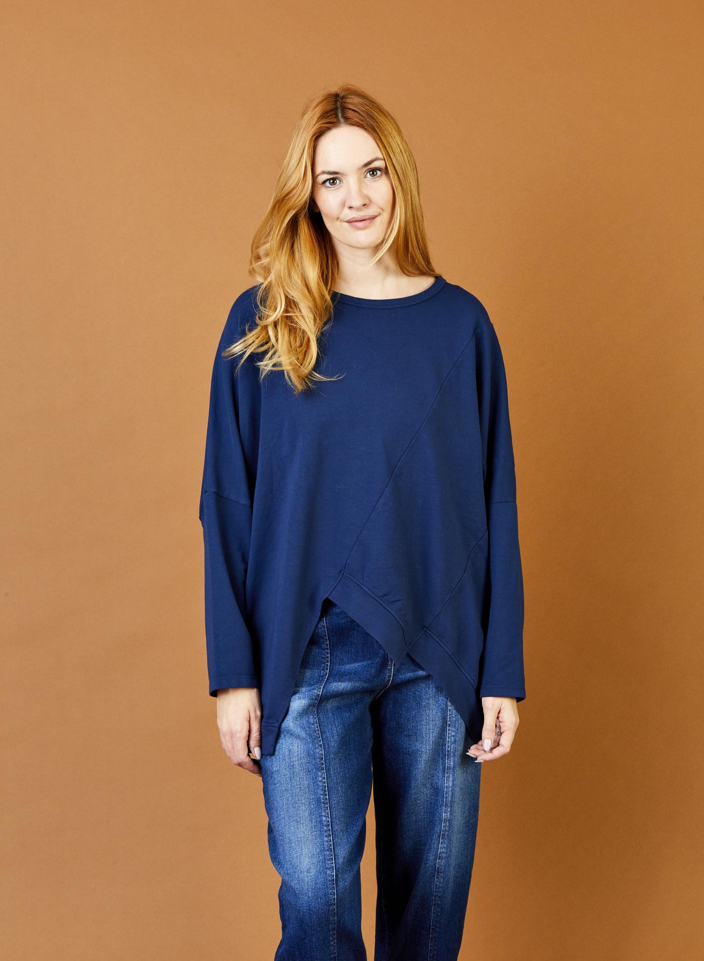 Suzy D London Yonella Oversize Raw Seam Sweatshirt Navy