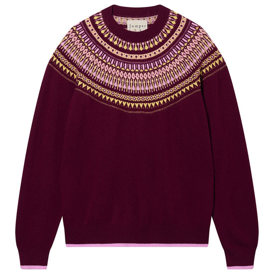 Jumper1234 Fairisle Burgundy Crew Knit - Precious Sparkle