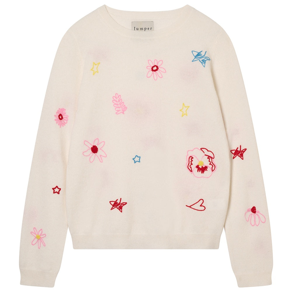 Jumper 1234 Floral Tribute Crew Cloud Dancer Multi - Precious Sparkle
